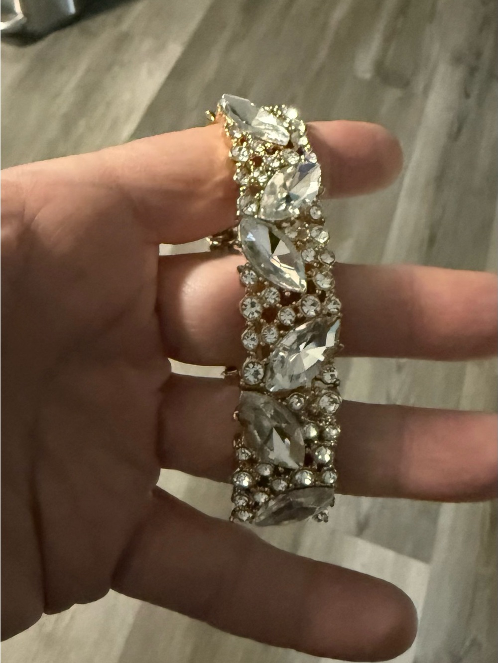 Mint Gold-Tone Bracelet with Clear Crystal Marquise Accents